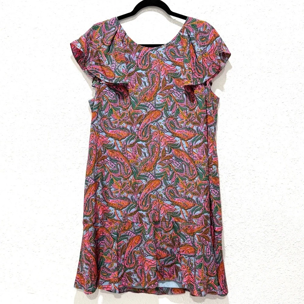 J. Crew Silk ruffle‎ Paisley Multicolor Mini Dress 16